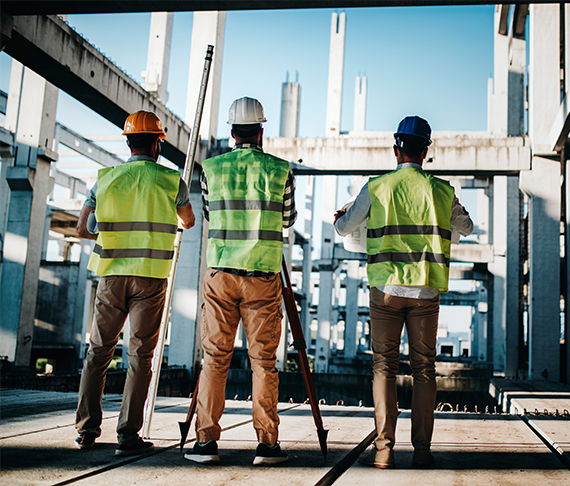 Engineers working together at a construction site